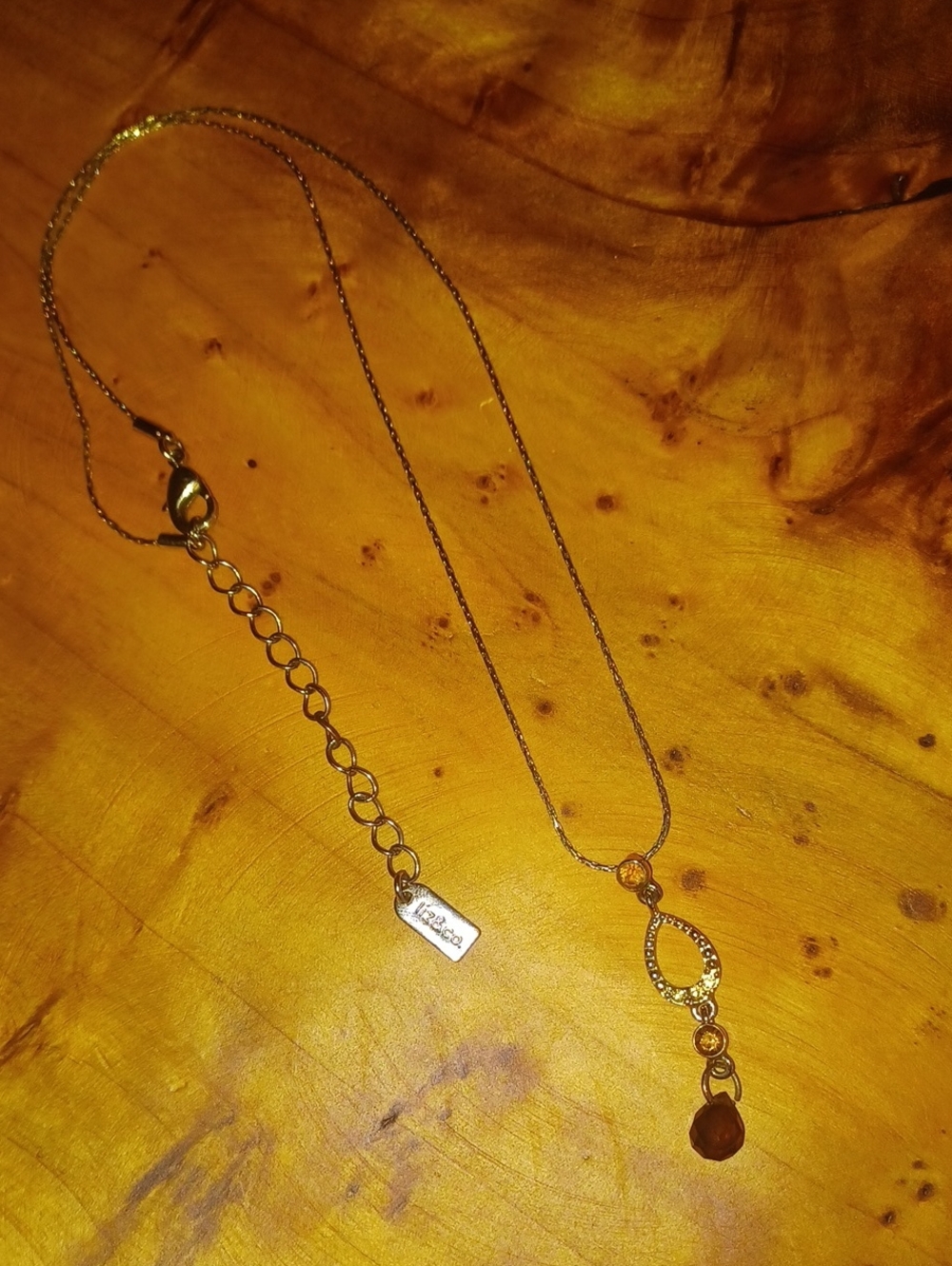 VTG Y2K Liz & Co Rhinestone Drop Pendant Necklace Black Bead